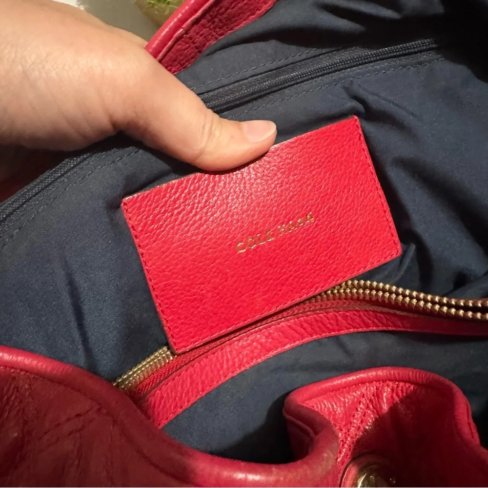 Cole Haan Red‎ Quilted Leather Satchel Bag Purse Classic Designer Old Money